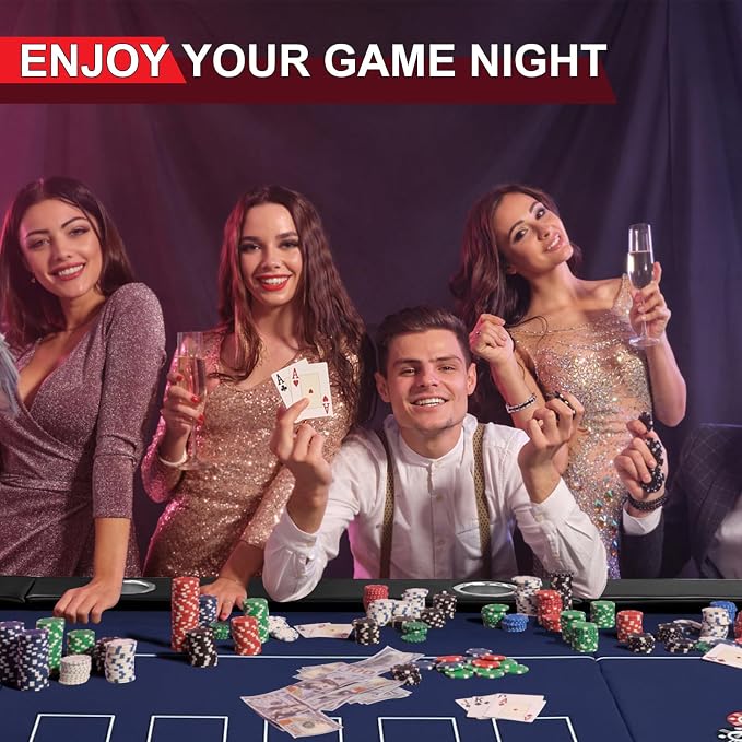 84" Poker Table, 10 Players Foldable Casino Leisure Texas Holdem Table - Image 4
