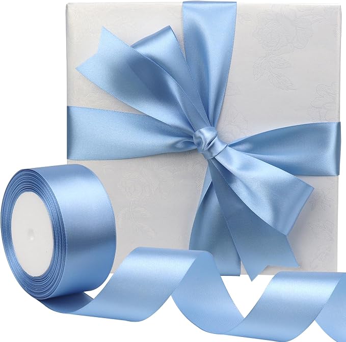 Lake Blue Solid Satin Ribbon 1-1/2 Inch 25 Yards Solid Polyester Fabric Ribbon - Image 5