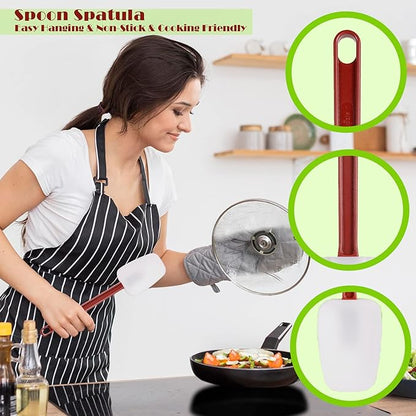 Silicone Rubber Spatula and Spoon Set of 3, High Heat Spatula, Commercial Size - Image 5