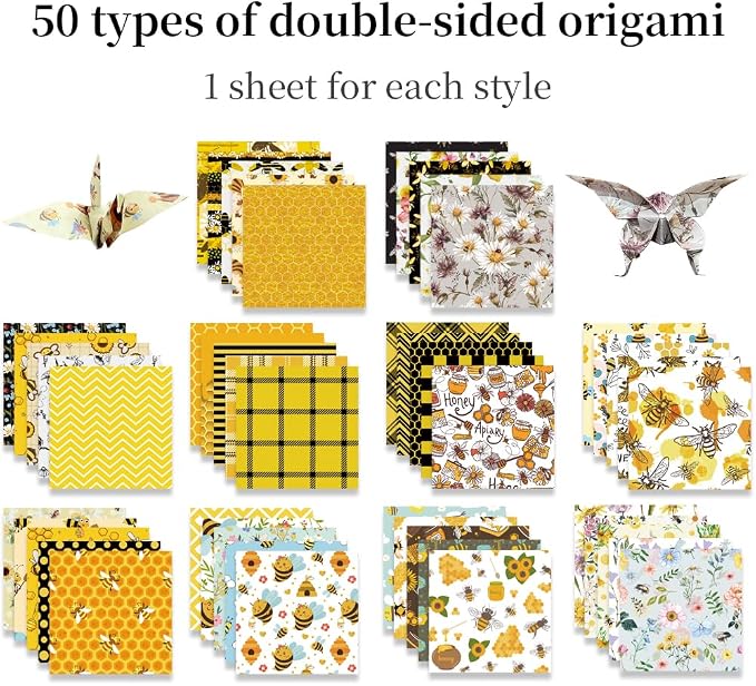 Square Origami Paper 6x6 Double Sided 50 Sheets 50 Colors 70GSM Origami Kit - Image 3
