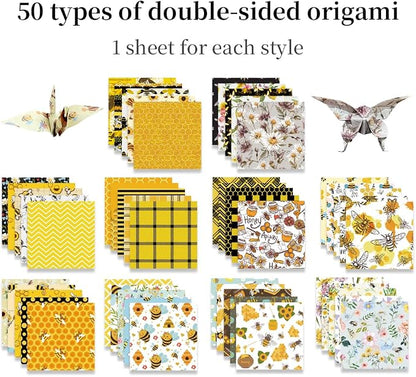 Square Origami Paper 6x6 Double Sided 50 Sheets 50 Colors 70GSM Origami Kit - Image 3