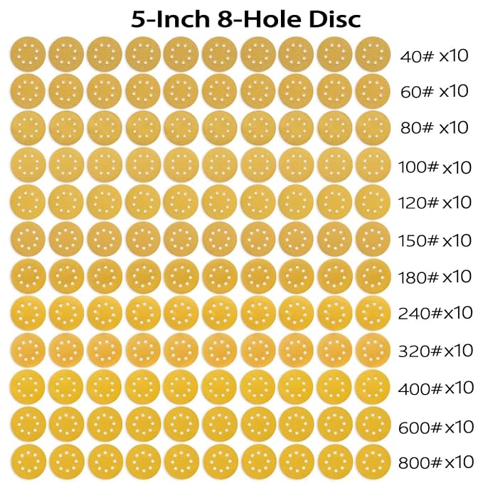 110PCS 5 Inch 8 Hole Sanding Discs - Image 2