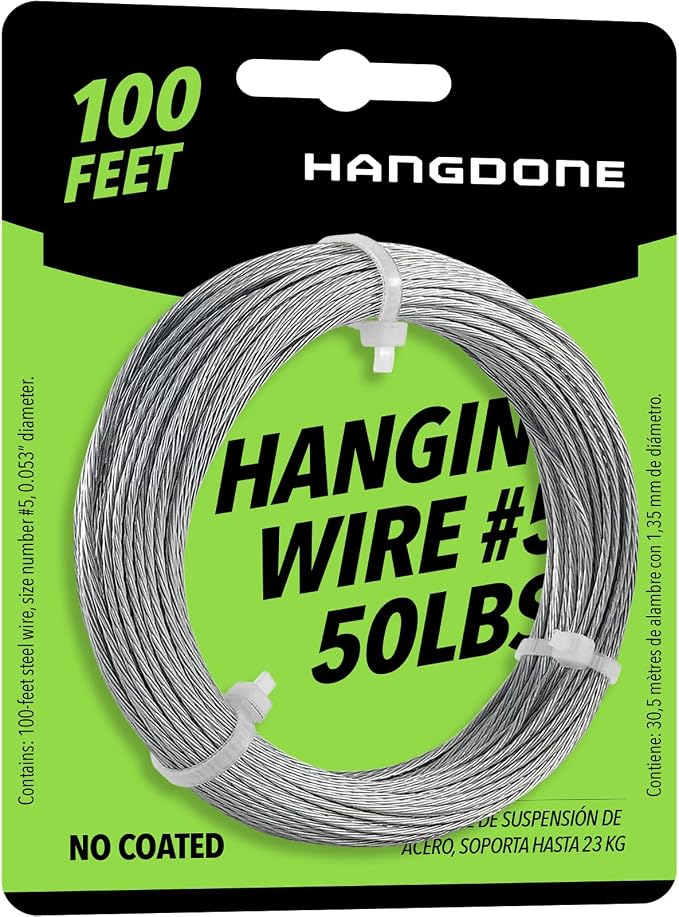 Picture Hanging Wire #5 50lbs 100-Feet, Flexible Steel Wire 16 Gauge by HangDone