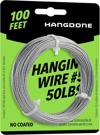 Picture Hanging Wire #5 50lbs 100-Feet, Flexible Steel Wire 16 Gauge by HangDone