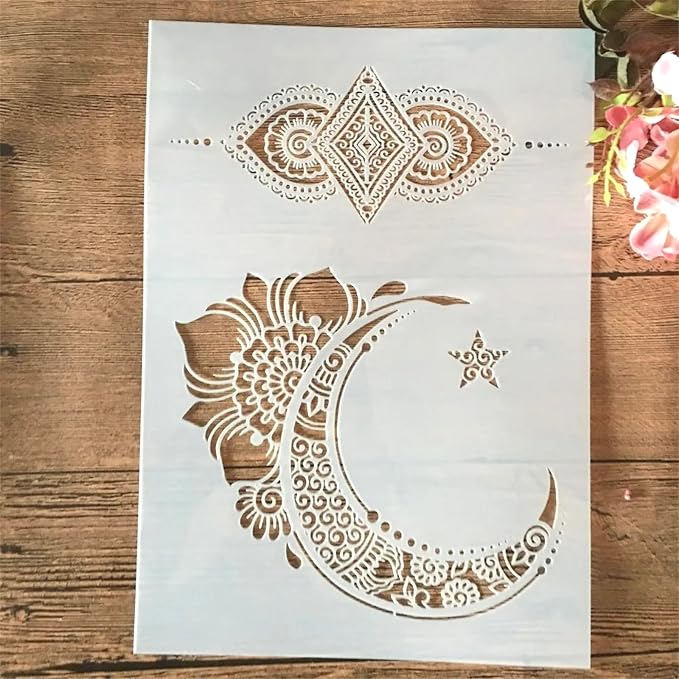 TIAMECH A4 Reusable Palace Moon Flower Stencil by TIAMECH