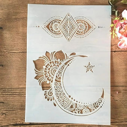 TIAMECH A4 Reusable Palace Moon Flower Stencil by TIAMECH