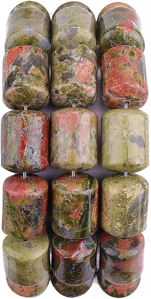Natural Unakite Cylinder Stone Loose Semi Gemstone Beads by Beadia