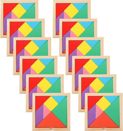 Meooeck 12 Pack Tangrams Wooden Puzzles Tangrams Classroom Set by Meooeck