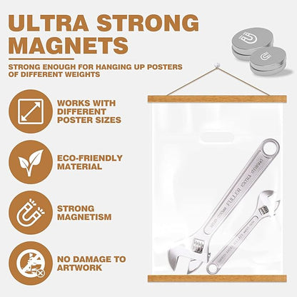 Ywlake Magnetic Poster Hanger, 10x10 10x32 10x20 Poster Frame Wood Wooden - Image 3