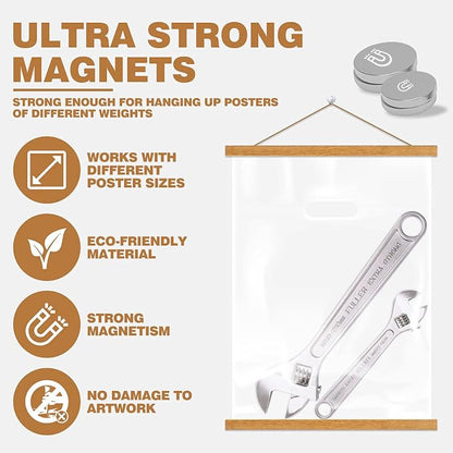 Ywlake Magnetic Poster Hanger, 14x22 14x20 14x24 Poster Frame Wood Wooden - Image 3