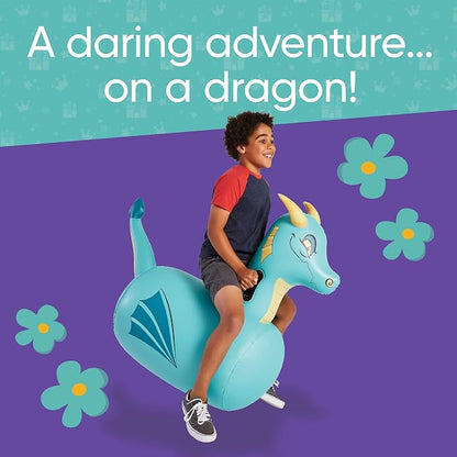 Hearthsong Hop N Go Inflatable Blue Dragon Bouncy Riding, Hopping Toys - Image 4