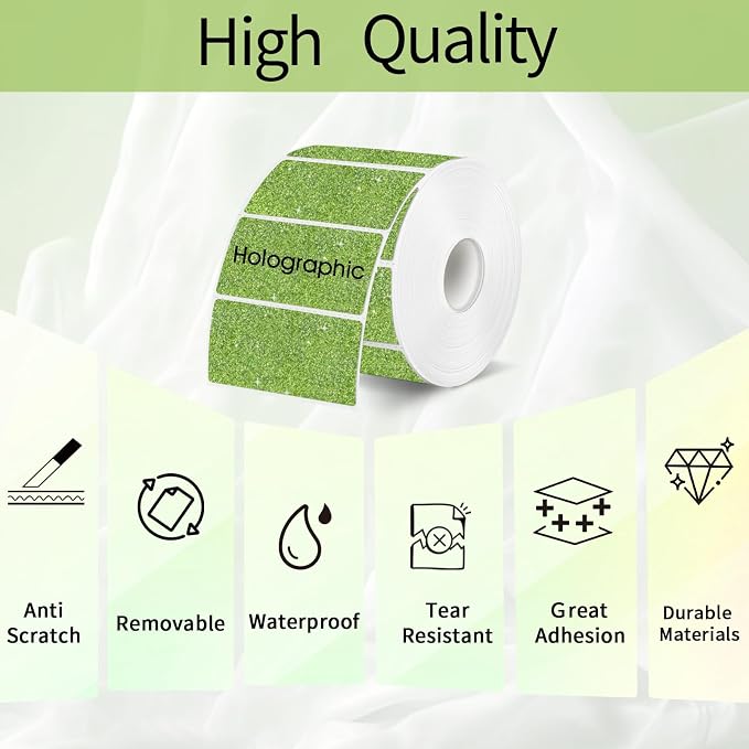 Square Holographic Thermal Labels Stickers, Waterproof Glitter Direct Thermal - Image 4
