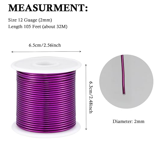 12 Gauge Purple Aluminum Craft Wire - Image 3
