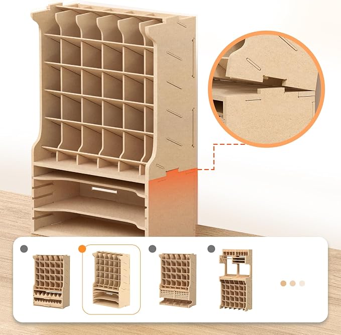 Paint Rack Organizer for 30 Bottles, Craft Supplies Storage, MDF Material - Image 4