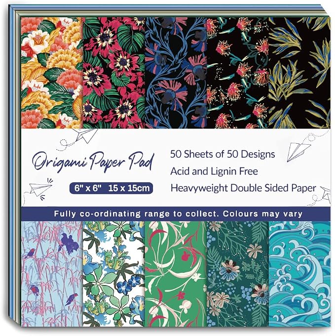 Origami Paper Kit 50 Sheets 6 Inch Square Double Sided Color 50 Vivid Japanese - Image 7