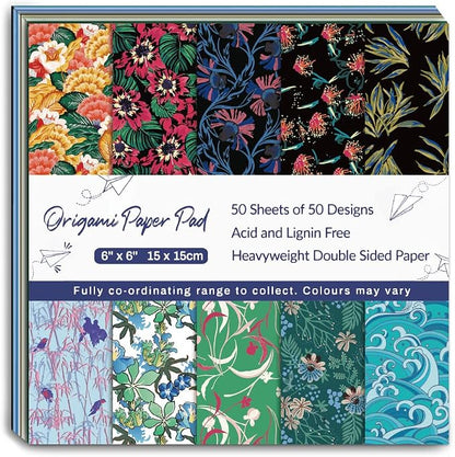 Origami Paper Kit 50 Sheets 6 Inch Square Double Sided Color 50 Vivid Japanese - Image 7