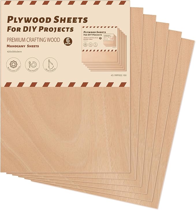 ROBOTIME 6-Pack Laser Wood Sheets 1/8" by ROBOTIMEBuildingThingstoLife