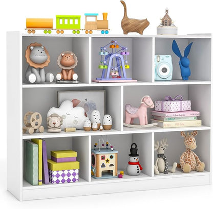 KOTEK Toy Storage Organizer, 8 Cubby Kids Bookshelf, Wooden 4-Tier Bookcase by KOTEK