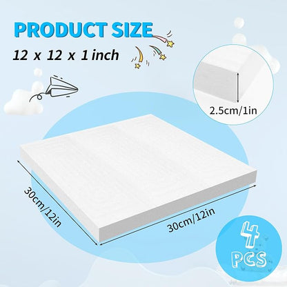 LuckyFoam White 4 Pack 12x12x1 inch Foam Sheets 1 Inch Thick Polystyrene - Image 2
