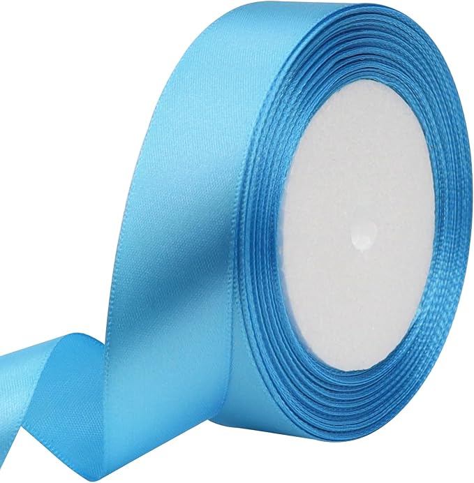 Light Blue Solid Satin Ribbon 1 Inch 25 Yards Solid Polyester Fabric Ribbon by Riunbb