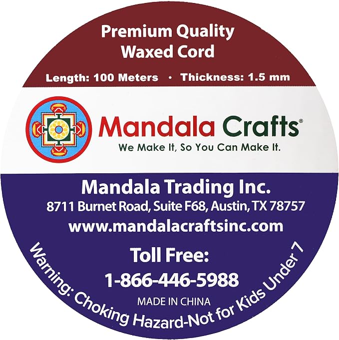 Mandala Crafts 1.5mm 109 Yards Natural Cotton Waxed Cord - Image 3