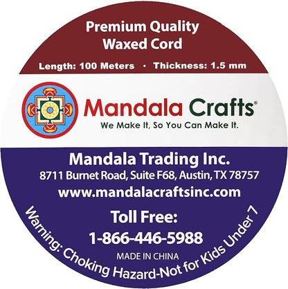 Mandala Crafts 1.5mm 109 Yards Gray Cotton Waxed Cord - Image 3