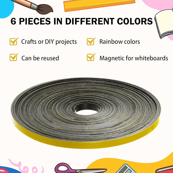 Magnetic Tape Roll Thin Strips, 0.39 Inch x 33 Feet Magnetic Board Dividers - Image 5