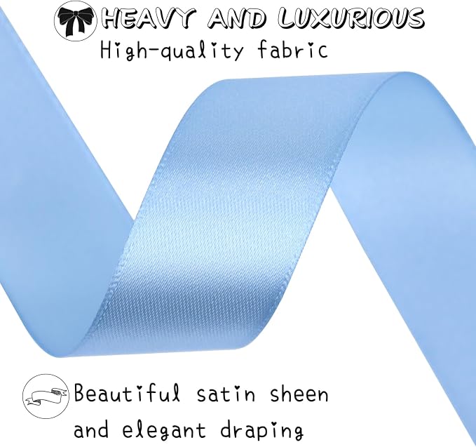 Lake blue Solid Satin Ribbon 1 Inch 25 Yards Solid Polyester Fabric Ribbon - Image 4