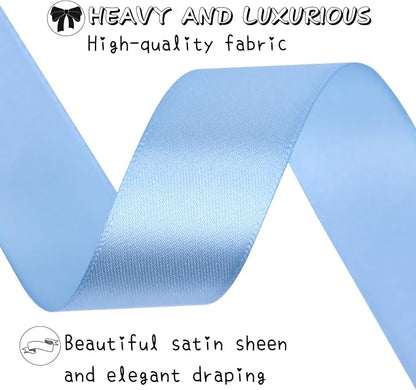 Lake blue Solid Satin Ribbon 1 Inch 25 Yards Solid Polyester Fabric Ribbon - Image 4