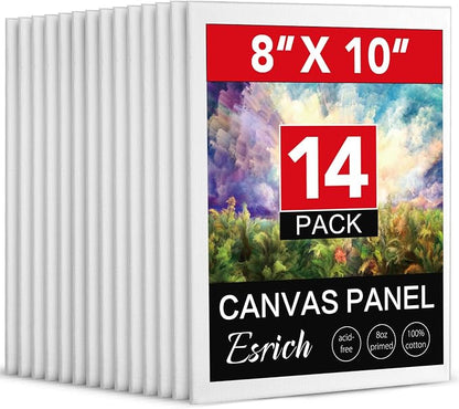 ESRICH Canvases for Painting 8x10In, 14 Pack Blank Canvas Boards Bulk by ESRICH