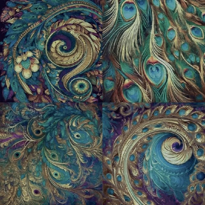 6x6 Inch Peacock Feather Themed Scrapbook Paper Pad – 24 Sheets, 12 Unique - Image 2