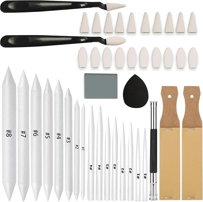 43 PCS Blending Stumps and Tortillions Paper Art Blenders Sketch Drawing Tools by N+NOROCME