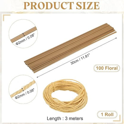 uxcell 100Pcs 2 Gauge Floral Wire, 11.81" Length Flower Stem Wires - Image 2