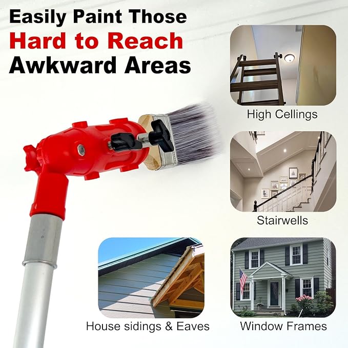 Multi Angle Paint Brush Extender V2, Long Handle Paint Brush, Extension Pole - Image 2