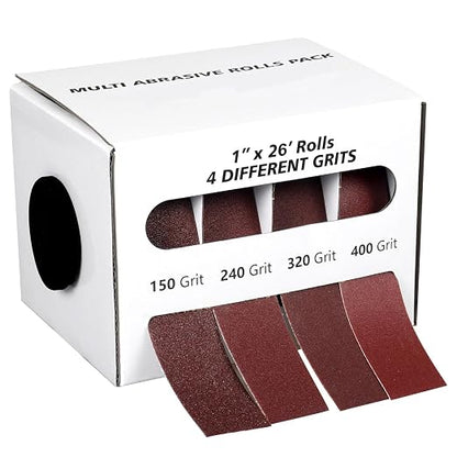 Emery Cloth Roll, 4 Grits 1'' x 26FT Abrasive Sandpaper Roll by Unknown