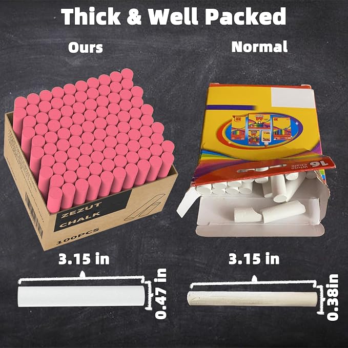 Red Chalk 100PCS, Low Dust Chalks Stick Bulk - Image 3