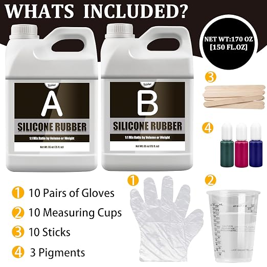 Silicone Mold Making Kit - 170oz Translucent Liquid Silicone Rubber 1:1 Mixing - Image 2