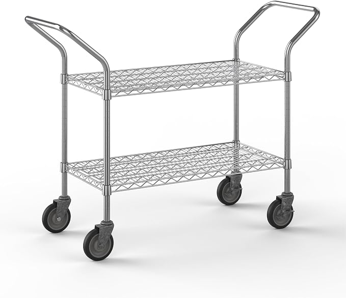 18" W x 36" L x 36" H Chrome Heavy Duty Utility Cart | 2-Tier | NSF Commercial by Regal+Altair
