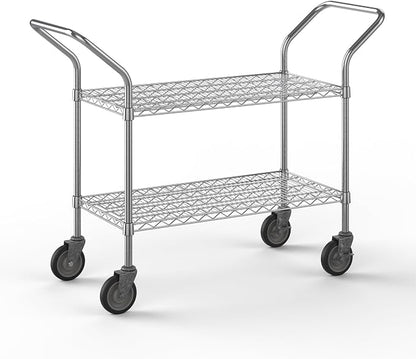 18" W x 36" L x 36" H Chrome Heavy Duty Utility Cart | 2-Tier | NSF Commercial by Regal+Altair
