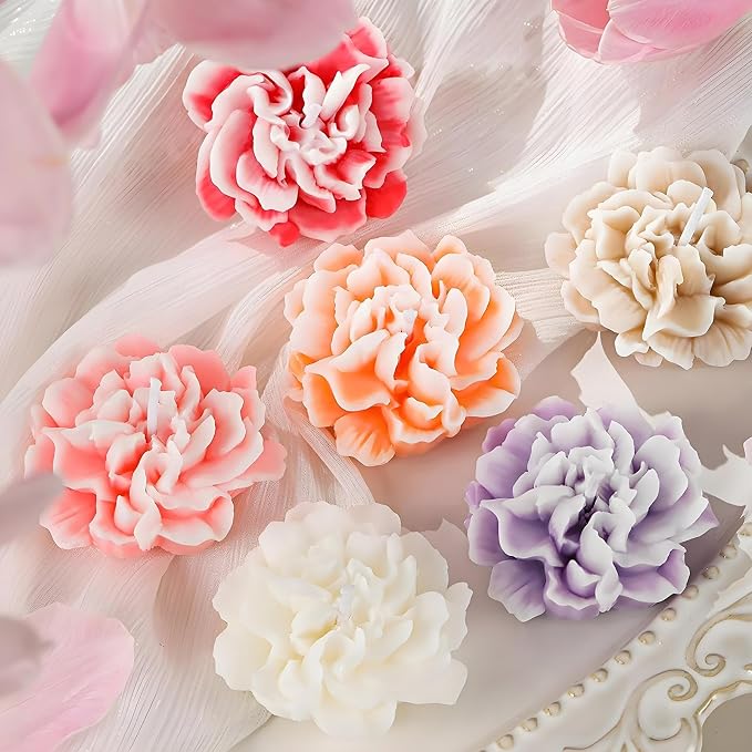 Wehous 2PCS Carnation Flower Candle Molds, 3D Flower Fondant Chocolate Cake - Image 5