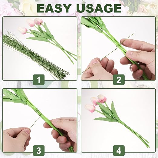 PATIKIL 32 Inch 22 Gauge Floral Stem Wire, 4 Pack/160 Pieces Bouquet Stem Paper - Image 5