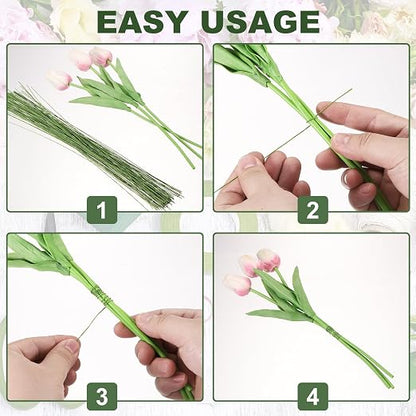 PATIKIL 32 Inch 22 Gauge Floral Stem Wire, 4 Pack/160 Pieces Bouquet Stem Paper - Image 5