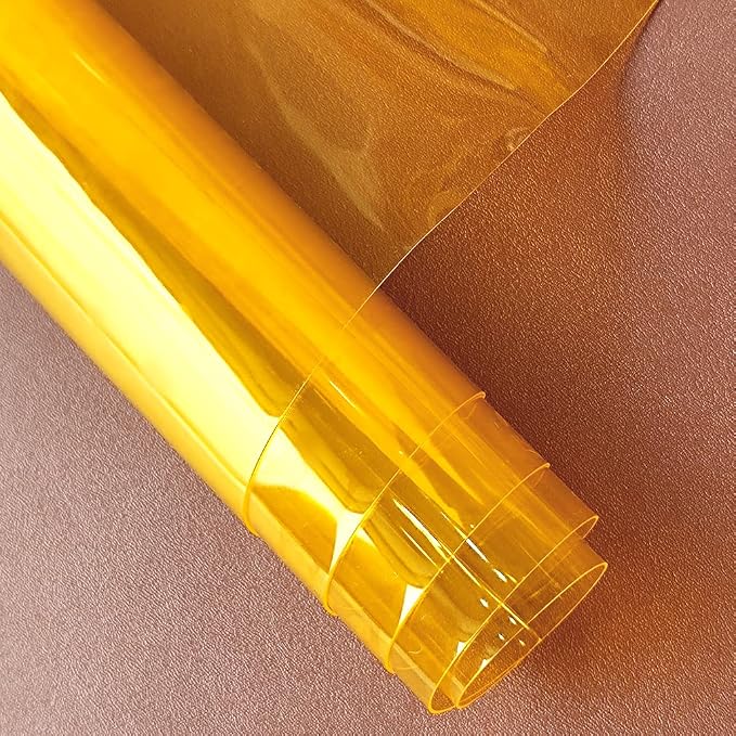 HYANG Light Yellow Transparent PVC Super Clear Holographic Vinyl Faux Leather - Image 3