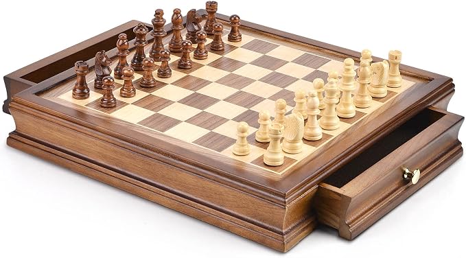 AMEROUS 12.8" x 12.8" Magnetic Wooden Chess Set - Image 3