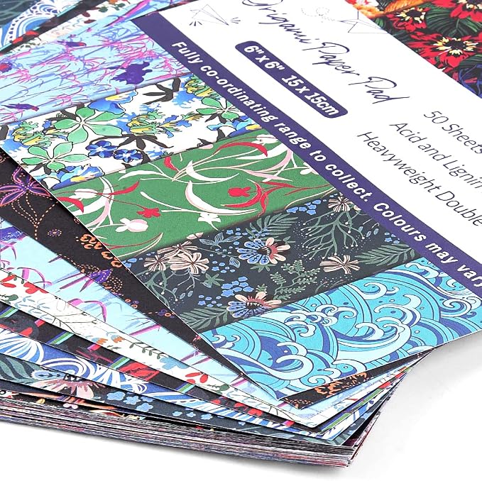 Origami Paper Kit 50 Sheets 6 Inch Square Double Sided Color 50 Vivid Japanese - Image 6