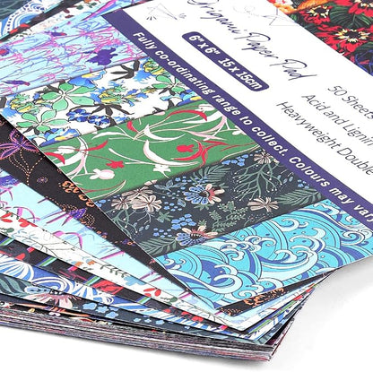Origami Paper Kit 50 Sheets 6 Inch Square Double Sided Color 50 Vivid Japanese - Image 6