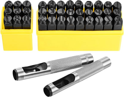 WorkBless 36PCS Metal Stamping Kit, 25/64" Steel Number and Letter Punch Set by WorkBless