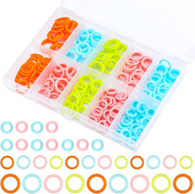 LUNARM 220 Pcs Knitting Stitch Marker, Random Colors O-Rings by Lunarm