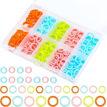 LUNARM 220 Pcs Knitting Stitch Marker, Random Colors O-Rings by Lunarm