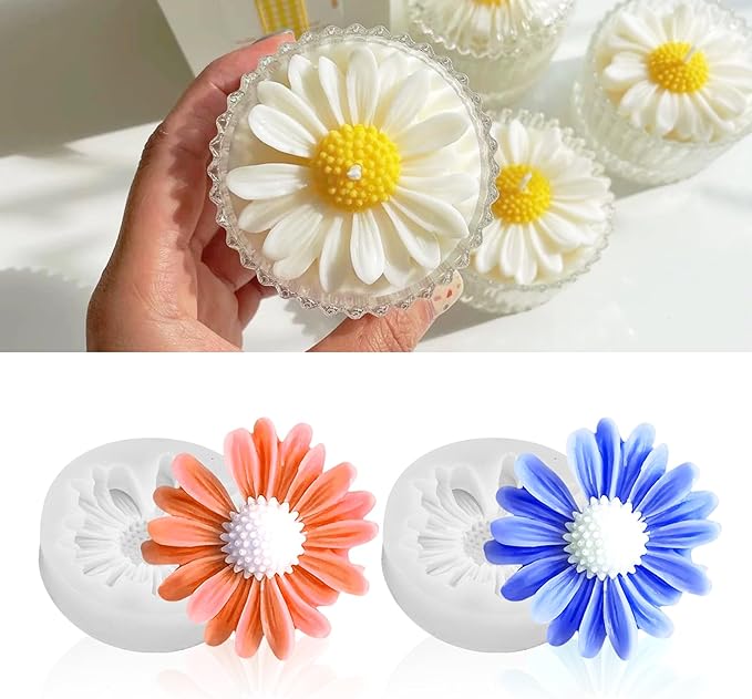 2Pcs Flower Daisy Valentine Silicone Candle Making molds Silicone Flower Shapes by MGLIFEUL